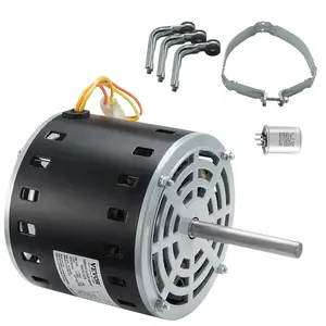 TikTokShopBlackFridayVEVOR 1/2HP Furnace Blower Motor, 1075RPM 5-Speed, 208/230V 2.7A, 48 Frame 3.4" Shaft Length, 0.5" Shaft Diameter, CW/CCW Dual Rotation, with 7.5μF/450V Capacitor and 11" Hold Hoop