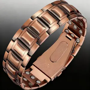 Modern Copper Bracelet for Men. Features a unique folding clasp and comes with a sizing tool. A sophisticated and unique gift.