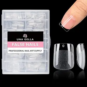 UNA GELLA Extra Short Square Fake Nails XS 216pcs Pre-shape Extra Short Square Press on Nails Gel Tips Full Cover Acrylic Nails False Nails For DIY Salon 12 Sizes