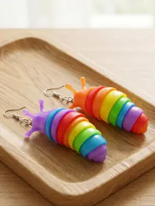 Dopamine Caterpillar Earrings, Cute Funny Ear Jewelry, Dangle Drop Earrings, Dangling Earrings, Suitable for Girls, All Seasons, Alloy Material, Drop Earrings