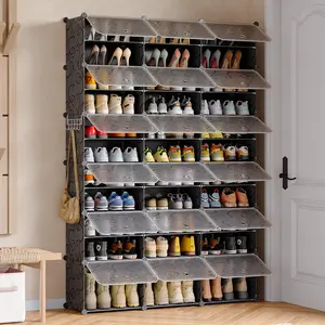 Portable Shoe Rack Organizer 72 Pairs Covered Shoe Rack Shoe Organizer for Closet Entryway 12-Tier Shoe Storage Cabinet Space Saver Closed Shoe Organizer Cabinet with Doors 72-Pairs Shoe Storage Organizer Cabinet,Portable Shoe Rack Organizer
