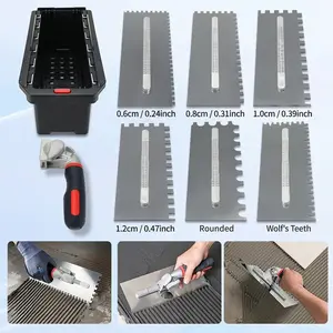Premium Quick-Change Notched Trowel Set - Stainless Steel Tile Flooring Tools with Storage Box