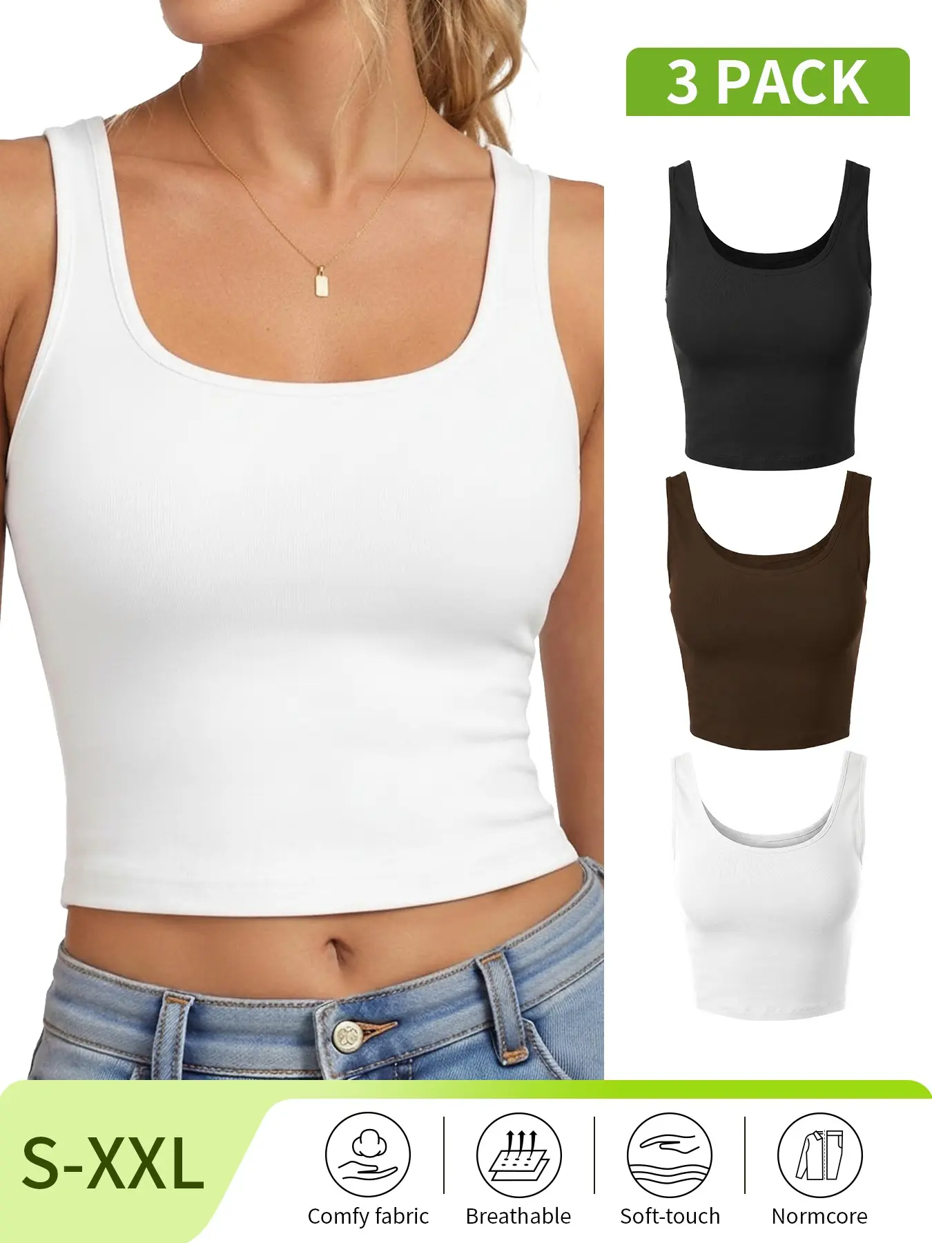 Women's Crop Tank Top Sleeveless U Neck Racerback, Slim Fit Stretchy Fitted Summer Top, Casual Sporty Workout Clothing for Women，Lounge Top for Summer
