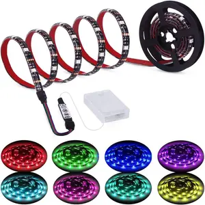 Led Strip Lights Battery Powered RGB LED Lights Strip 2M 6.56ft Battery Operated Led Battery Lights with 3 Keys Controller Waterproof Battery Led Strip Rope Lights for Decoration