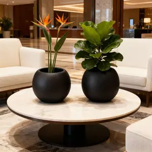 2026 new imitation rock spherical plastic flowerpot large decorative pot, hydroponic plant container, Nordic Bohemia, home decoration, suitable for indoor, outdoor, living room