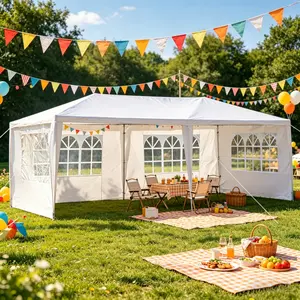 Summer Vibes, 10x20/30 FT Outdoor Party Tent w/Removable Sidewalls, Outside Canopy for Birthday, Graduation, Weddings, Patio & Backyard Events