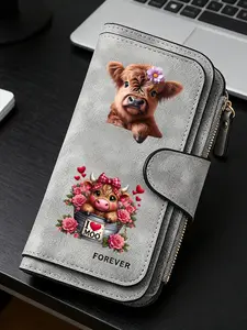 1pc Highland Cattle, Women'S Long Wallet, Multi-Functional Wallet, Portable Snap Closure Coin Purse, Birthday Gift and Daily Commute for lovers, Playful Design, Perfect Holiday Gift, Perfect for Outdoor, Travel, and Family Use3.25PYT-17