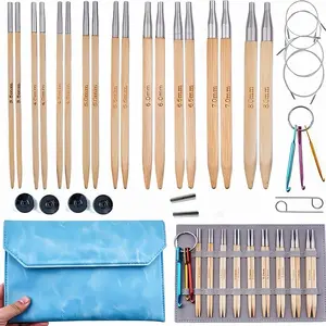 Circular Knitting Needles Set with Case,9 Pairs Square Interchangeable Knitting Needles of Bamboo Cubic Circular Needle,Square Circular Needles(3.5mm-8mm)