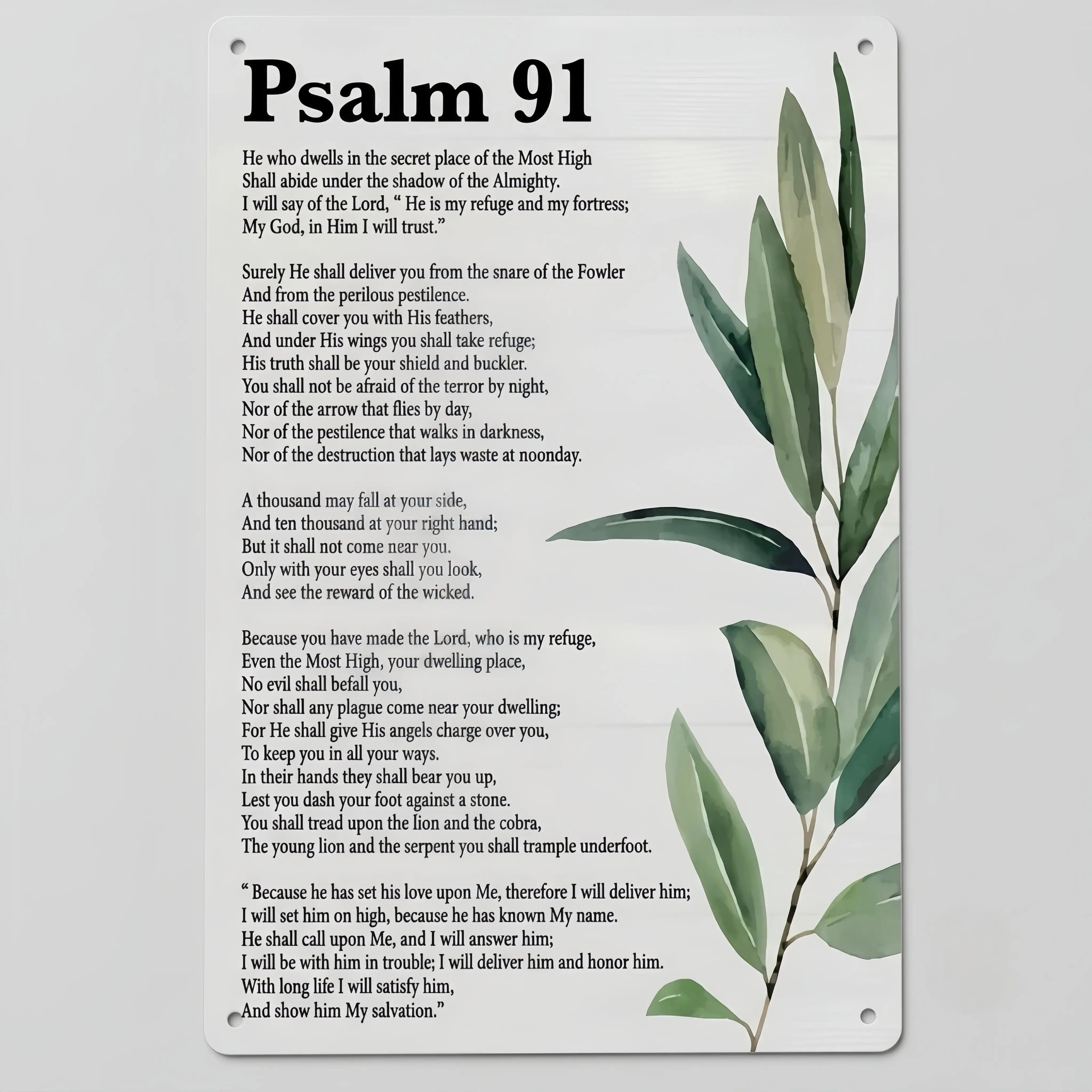 Inspirational Scripture Wall Art Bible Verses Psalm 91 Wall Decor Christian Prayer Room Decor Religious Gifts, Metal Signs for Home Office Nursery Bathroom Decoration 8x12 In