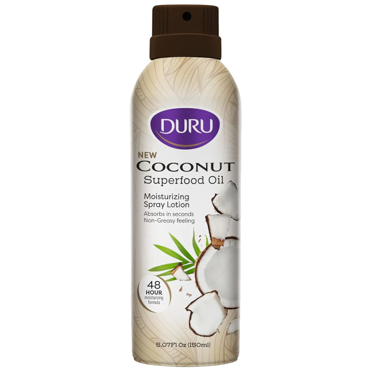 Duru Coconut Oil Moisturizing Spray Lotion - Hydrating, Nourishing Body Moisturizer for Dry Skin with 48-Hour Hydration & Smooth Finish, Scent