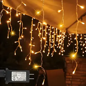 33Ft Christmas Icicle String Lights 300LEDs Waterproof Outdoor 8 Modes Remote Control Timer Decor for Eaves Yard Patio Fence Roof Holiday
