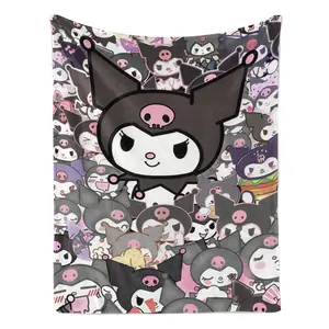 Sanrio Kuromi Plush Blanket - Lightweight Cozy Cooling Throw for Air Conditioned Rooms - Black and Purple Design - Soft Plush Texture - Perfect for Cozy Evenings - Whimsy