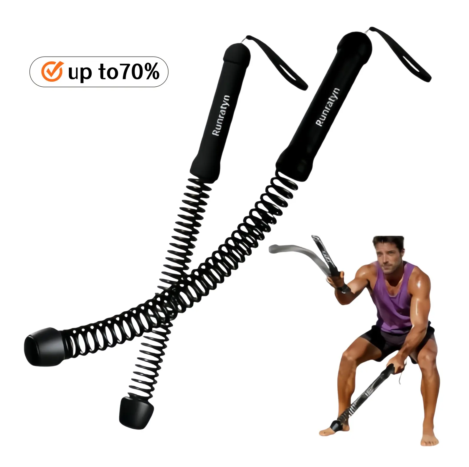 Runratyn Wireless Combat Rope - Unisex Silent Cordless Portable Home Gym Kit, At-Home HIIT & Full Body Fitness Equipment, Space-Saving Indoor/Outdoor Hand Strengthener Home Gym Kit