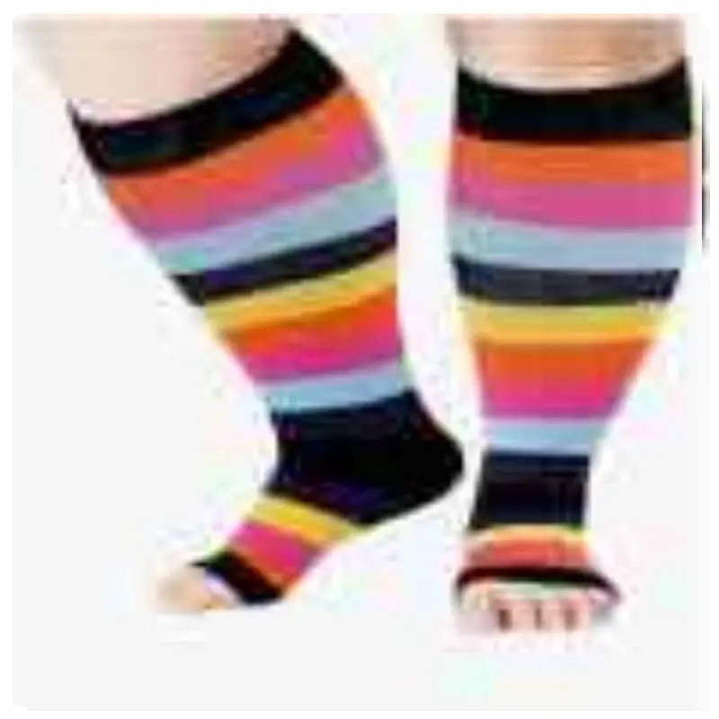 Colorful striped open toed fat socks
