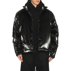 Fear of God ESSENTIALS Puffer Jacket in Metallic Black Fear of God ESSENTIALS Puffer Jacket in Metallic Black