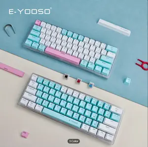 E-YOOSO Z-11T 60% Mechanical Keyboard, Mechanical Gaming Keyboard Wired With LED Backlit, Ultra-Compact 60 Percent Computer Keyboard For Windows, Mac OS (White Blue)