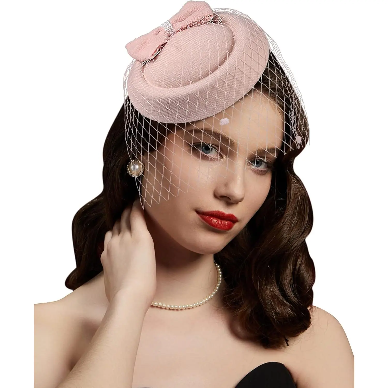 Fascinator Hats for Women 20s 50s Vintage Pillbox Hat Kentucky Derby Fascinators Flower Veil Wedding Tea Party Hat