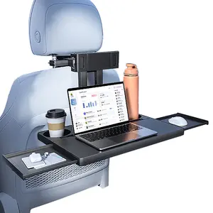 Multi-Use Car Back Seat Tray Bracket, Extendable Adjustable, Foldable Easy Install 10kg Sturdy Support, Space-Saving Mobile Office for Remote Workers, Fits Cup Phone Laptop, for Students Travelers