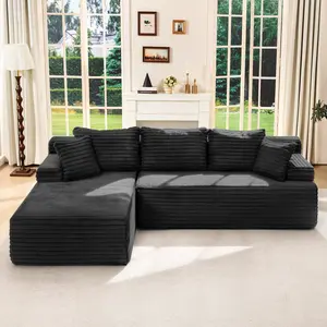 Hobestluk Modular Sectional Couch Sofa Classic L-Shape Boneless Memory Foam with Oversized Chaise for Living Room
