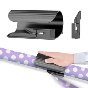 2PC Wrapping Paper Cutter Christmas Paper Roll Cutters Paper Cutter Slider Tool Set Christmas Gift Packing Wrapping Cutting Supplies for Crafting Birthday Gifts Wrap Rolls (2PC Black+Cyan)