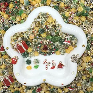 A Little Christmas Magic - Metal Jewelry Charms with Soft Resin Flowers & Rhinestones – Drillable Floral Resin Decorations for DIY Jewelry & Crafts