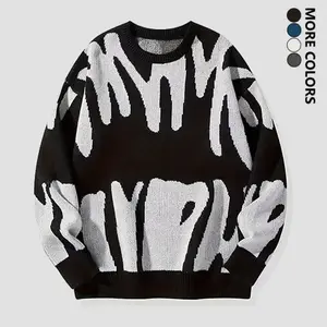 Men’s Autumn–Winter crew-neck sweater, versatile casual design with patchwork color pattern, thermal base layer for daily commuting wear, long-sleeve knitwear, men’s inner wear — SweaterGARMENTARY