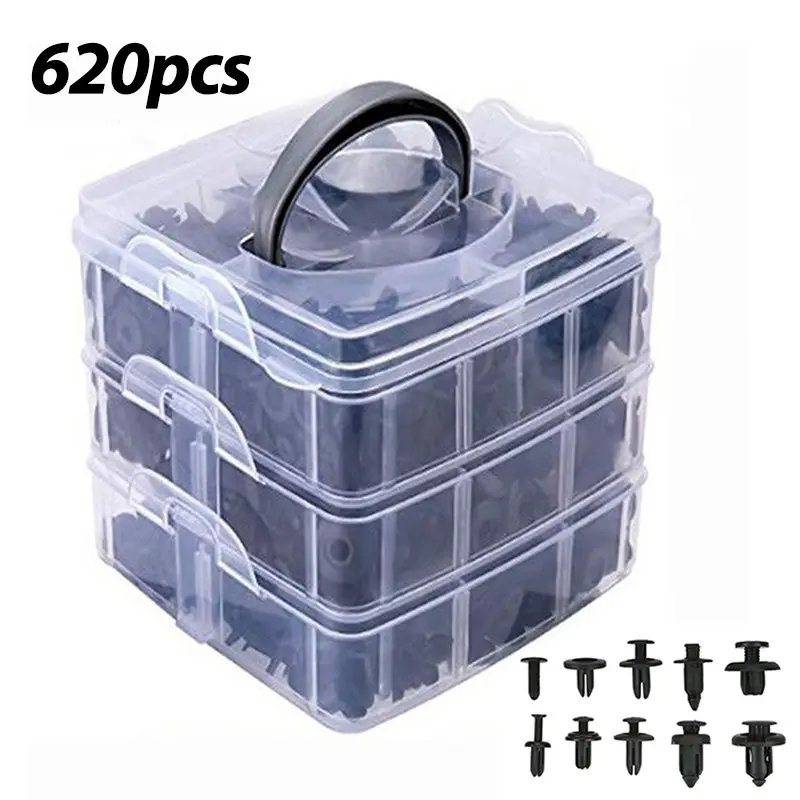 Turbocharger fixing clamp, vehicle rivet, fastener, push-type fixing clamp, combination kit, most commonly used size, automotive push-pin rivet set, door trim panel, wheel cover fixing clamp, Automotive Accessories, Car Accessory, Plastic Car Clips