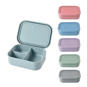 Reusable Silicone Lunch Box with Lid, Microwavable Bento Box, Microwave & Dishwasher Safe Snack Storage Container, Ideal for Students and Office Workers, Travel Friendly