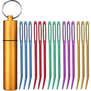 UzecPk 15Pcs Yarn Needles, Tapestry Needle Darning Needle Large Eye for Crochet, Darning Needles for Crochet Accessories with Aluminum Storage Tube