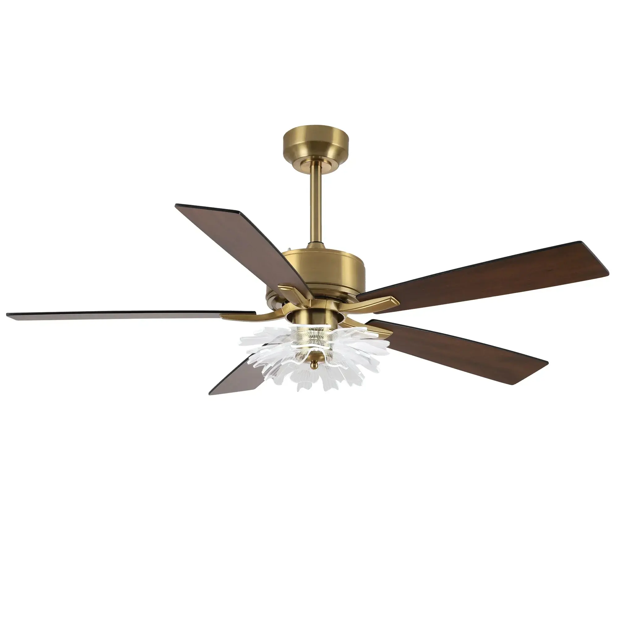 PARROT UNCLE 52" Matte Black Downrod Mount LED Ceiling Fan with Modern Style and Energy-Efficient Lighting for Living Rooms and Bedrooms