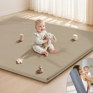Portable Play Mat 47x47 Inches Stain Resistant Waterproof Non Slip Faux Leather Playpen Mat for Indoor Outdoor Play