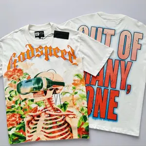 Vintage Streetwear T-Shirt, Godspeed Summer New Foreign Trade Graphic Top, Loose Oversized Casual Fabric Short-Sleeved Sports & Outdoor Unisex Top