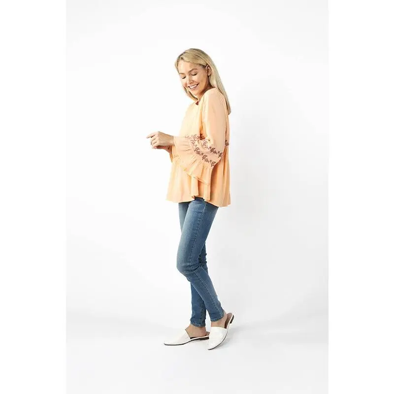 Coral Embroidered Blouse
