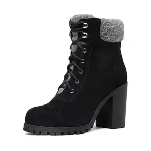 Dream Pairs Women's Chunky Heel Warm Ankle Boots
