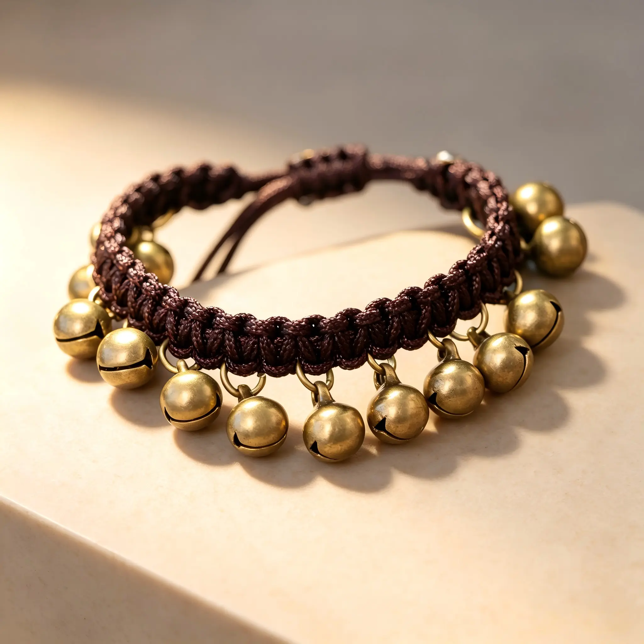 1 Piece Women’s Boho Antique Gold Alloy Bell Charm Adjustable Bracelet, Braided Cord Wristband, Bohemian Jewelry for Festival, Beach, Vacation, Everyday & Summer Gifts permanent