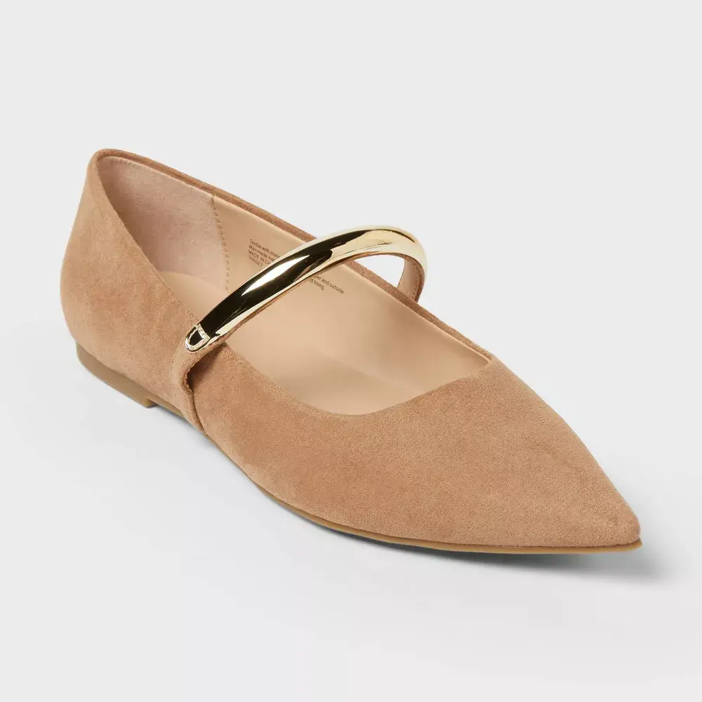 Women’s Cassidee Metal Mary Jane Flats with Memory Foam Insole – A New Day Taupe 7