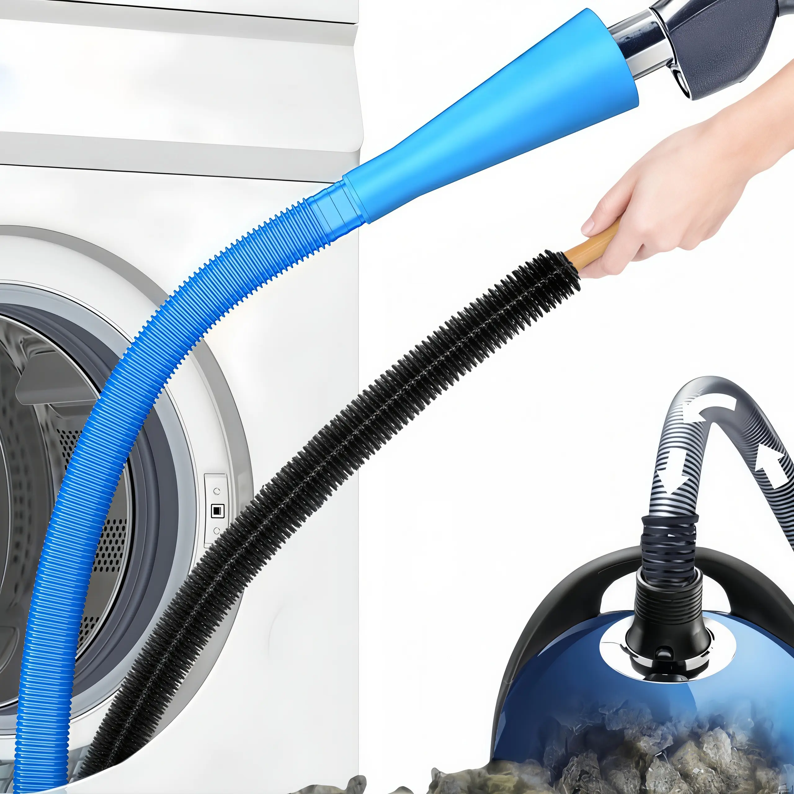 LMMAKE 1SET Dryer Vent Cleaner Kit and Dryer Lint Brush Vacuum Hose Attachment Brush Lint Remover Power Washer and Dryer Vent Vacuum Hose Replacement Parts