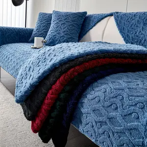 1pc Embossed - Texture Sofa Cover Set, Soft Chenille Couch Protector with Multiple Colors, Ideal for Modern Living Room Deco, Quilted Sofa Cover Sofa Slipcover