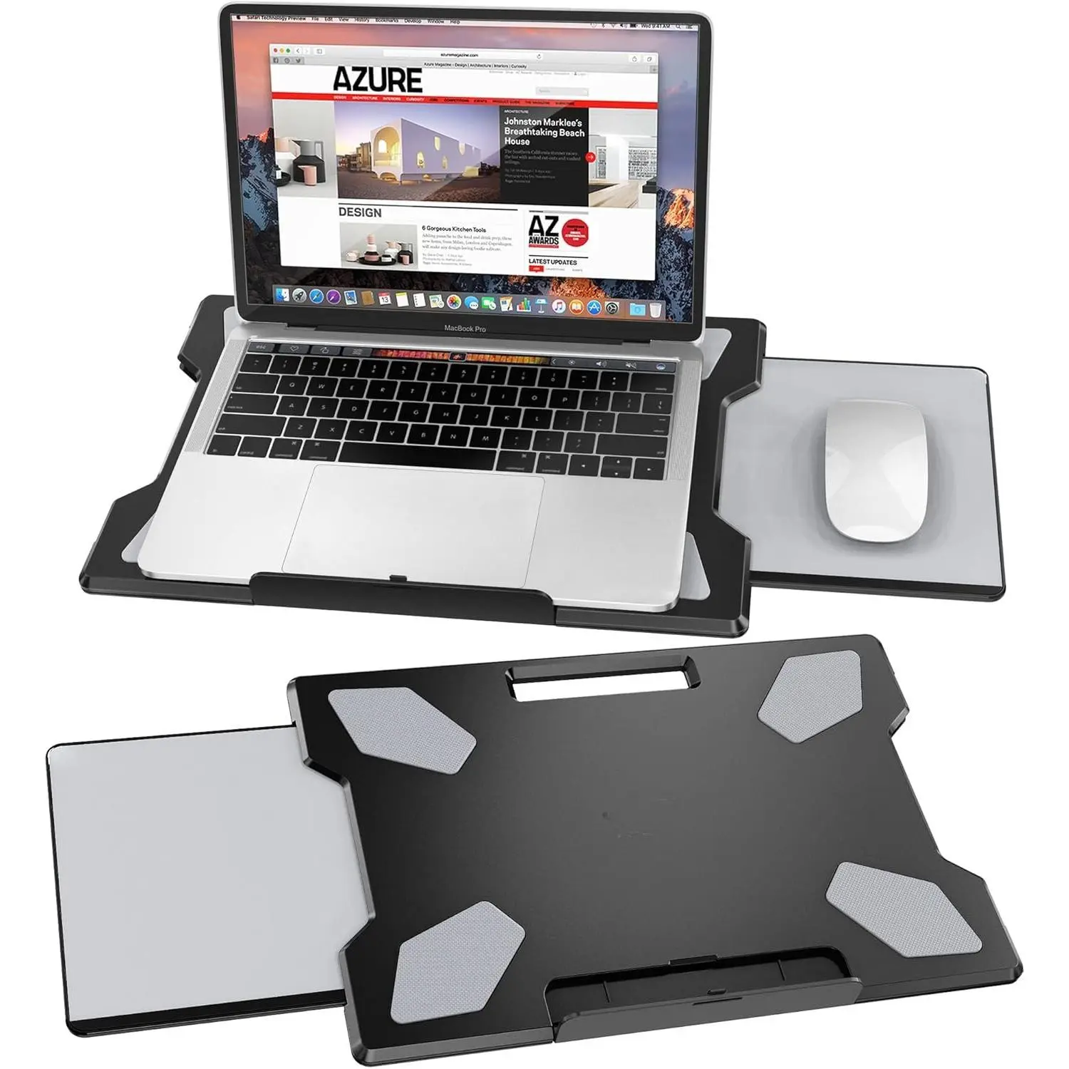 Laptop Lap Desk for Bed & Couch, Portable Laptop Lap Pad with Retractable Left/Right  Pad,  & Comfortable Lap Tray for Sofa, Travel, Writing &  Office