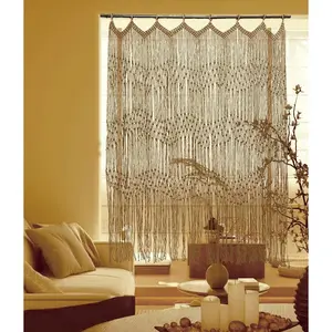 kiido Macrame Curtain Window Treatment[50" W x 71" H] Bohemian Room Divider Doorway Curtain Boho Macrame Wall Hanging Living Home Decor Room Bedroom Decoration-Stars River (50" W x 71" H x1pcs)