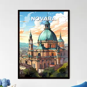 Novara Italy A Building With A Dome And Towers Travel Skylines Collection Customizable