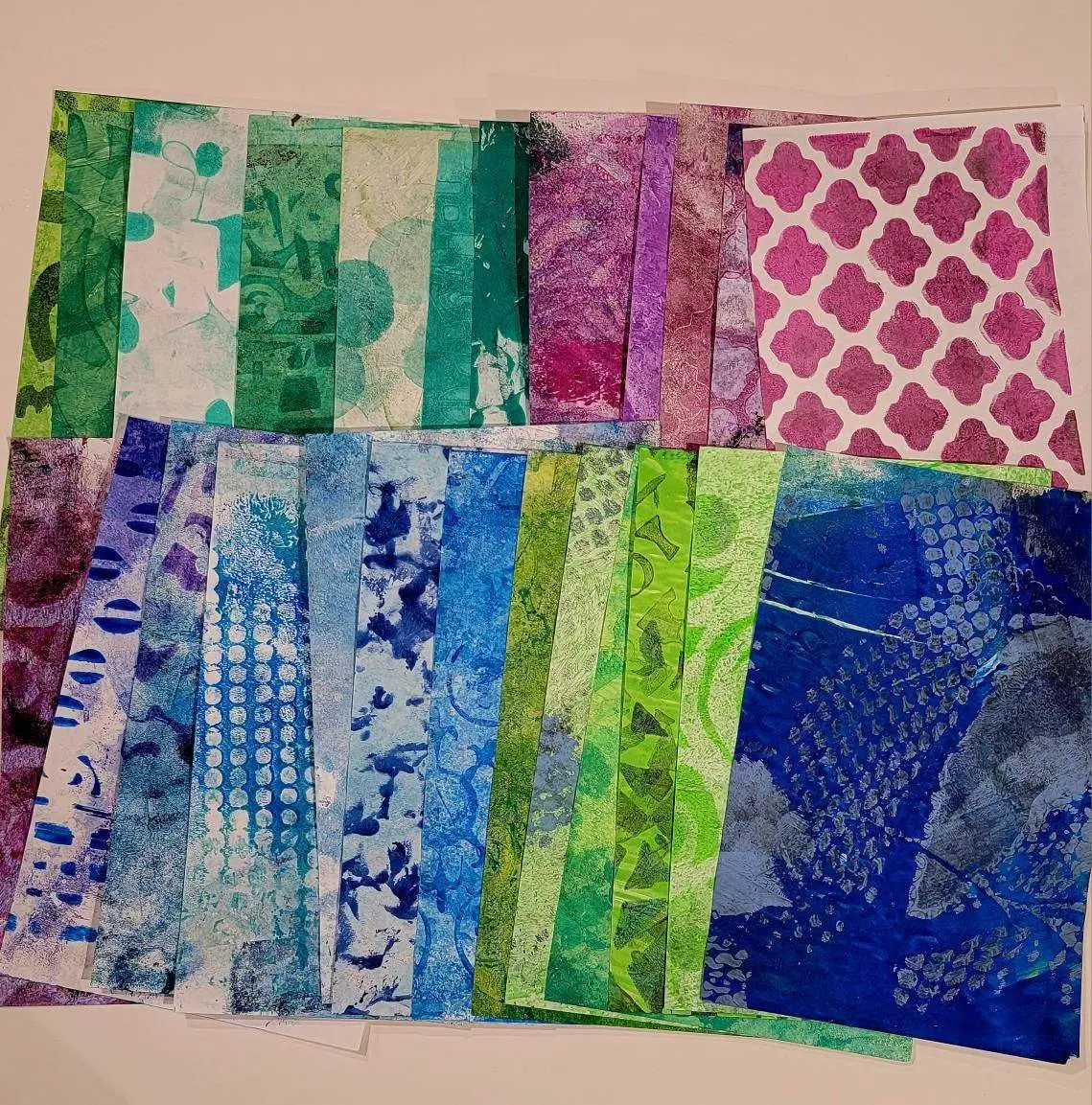 MultiColorMixed Media, collage paper kits, Hand painted papers. 24 piece Pack#36