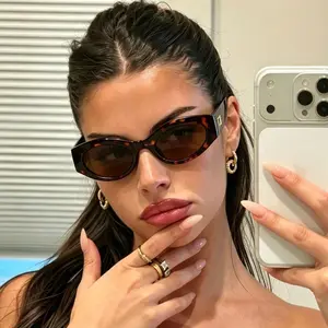 Fashion Oval Sunglasses for Women Men New Unique Styling Sun Glasses with Brown Lenses and Black Frame Leopard Print