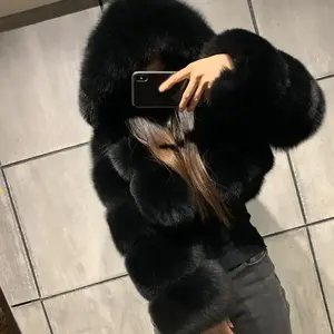 Loose Women Jacket  Fashion Autumn Winter Faux Fur Cropped Coat Fffy Zip Hooded Warm Short Jacket