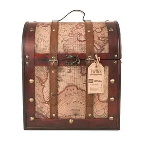 6 Bottle Old World Wooden Wine Box