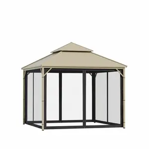Universal 10x10ft & 10x12ft Gazebo Mosquito Net Replacement - 4-Panel Polyester with Double Zippers, UV Protection & Water Repellent (Black Net Only),Outdoor