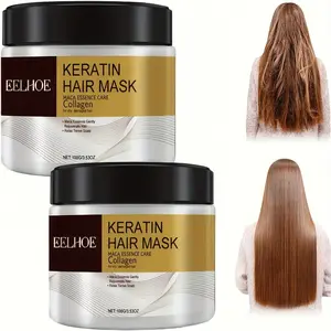 2-Pack EELHOE Keratin Hair Mask with Maca Essence & Collagen - Argan Oil, Coconut Oil & Hydrolyzed Keratin Formula, Natural Haircare Formula for Silky Smooth Hair, Strengthens Hair, For Normal Hair Types & All Styles, Natural Ingredients