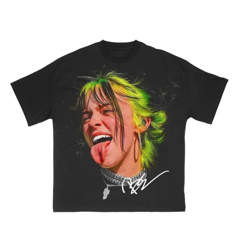 Retro Bbillie E Big Graphic Shirt, Singer Graphic Tee, Billiee E Merch Shirt, Gift for Fans Cotton Fabric Menswear Top Clothing  graphic tee