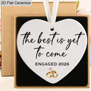 Engagement Gifts for Couples 2026, Ceramic Ornament for Newly Engaged Couples, Fiance, Women, Bridal Shower Decorations