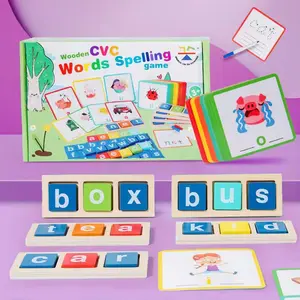 Durable Wooden CVC Phonics Spelling Set, Color Coded Montessori Flash Cards, Homeschool & Classroom Literacy Learning Game, Back To School & Holiday Gift for 3 4 5 6 Year Old Toddlers & First Grade Kids